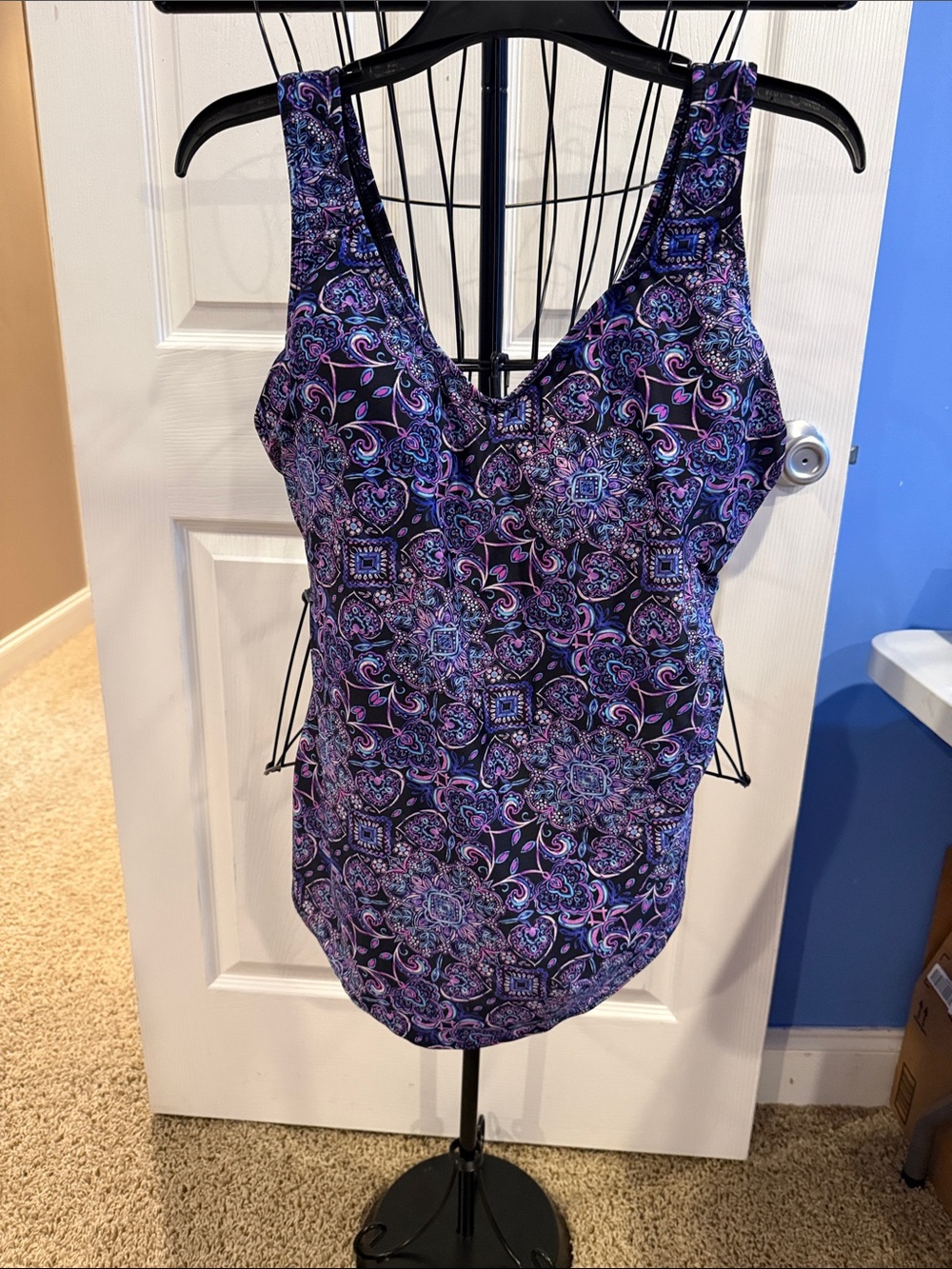 Swimsuits For All Purple Paisley One Piece Swimsuit Bathing Suit Skirt 18